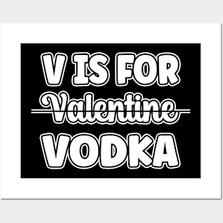 V Is For Vodka Funny Sarcastic Gift Idea colored Vintage Posters and Art